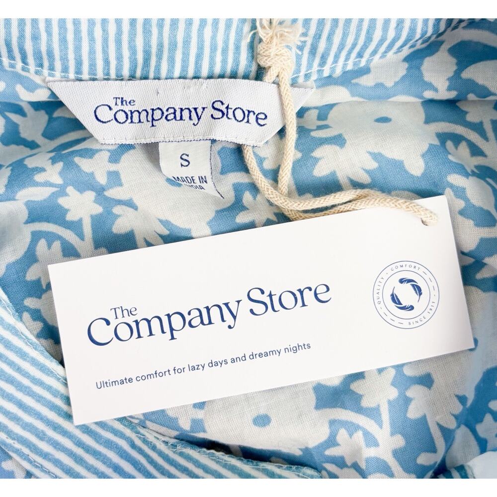 The Company Store Printed Blue Voile Caftan Midi Dress 100% Cotton Sz Small NWT - Picture 6 of 8